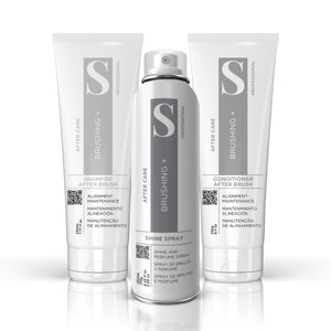 KIT BRUSHING SHAMPOO, CONDICIONADOR E SPRAY DE BRILHO