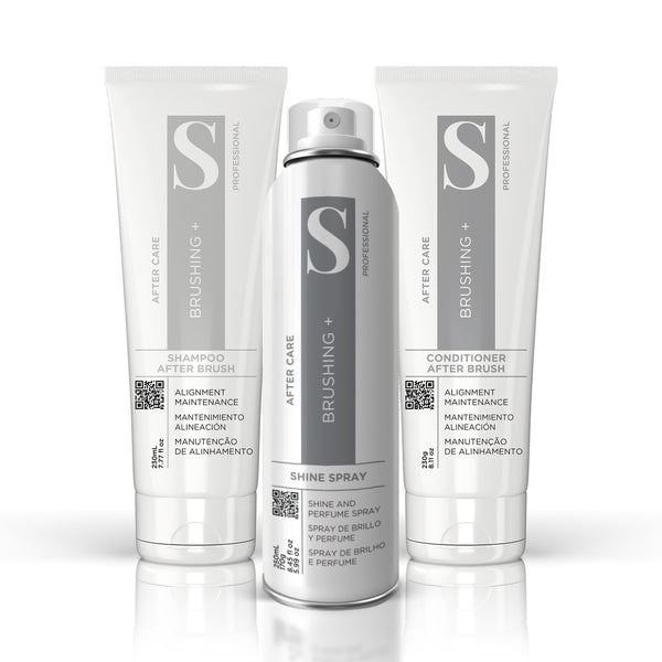 KIT BRUSHING SHAMPOO, CONDICIONADOR E SPRAY DE BRILHO